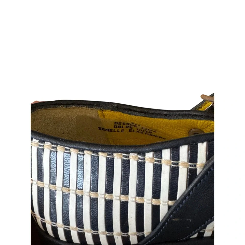 Pom D'api Dark Navy/Off WhiteLeather NWOB Girls Mary Jane Shoes EU 28 US 11.5